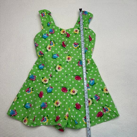 90s neon floral polka dot romper size 4 - Picture 5 of 8